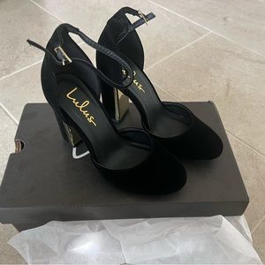 Lulus Laura Black Velvet Heels